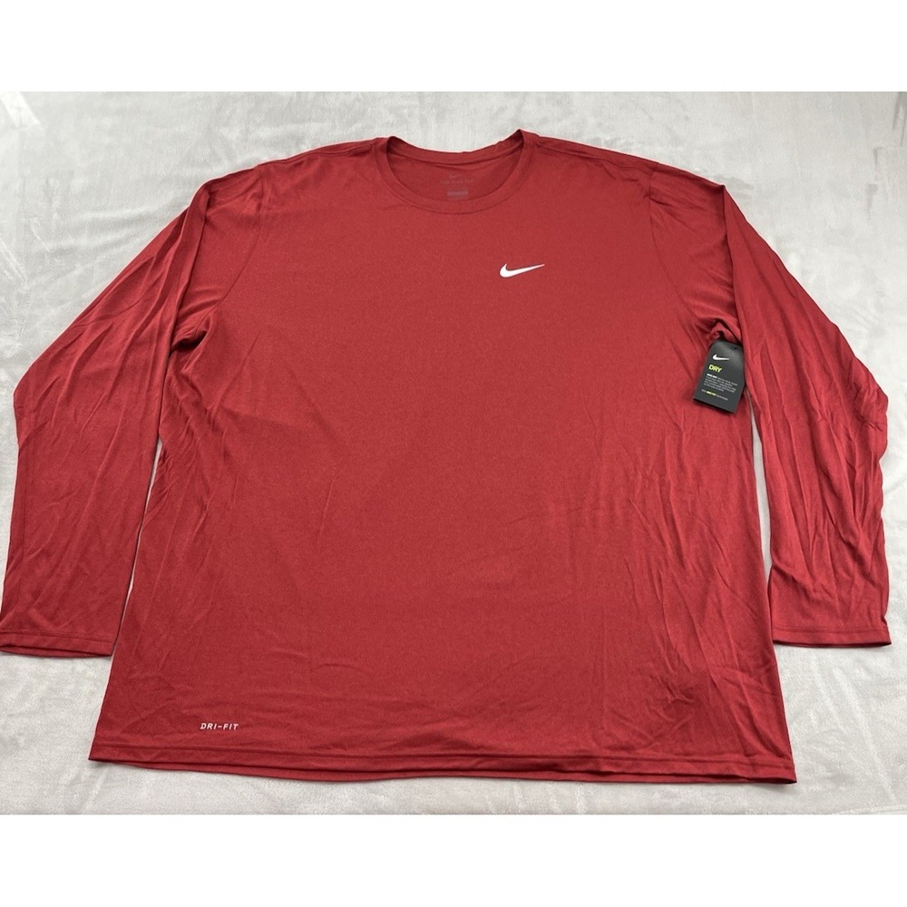 Nike Legend Tee Shirt Men 4XLT Red Dri-FIT Long Sleeve Training NWT